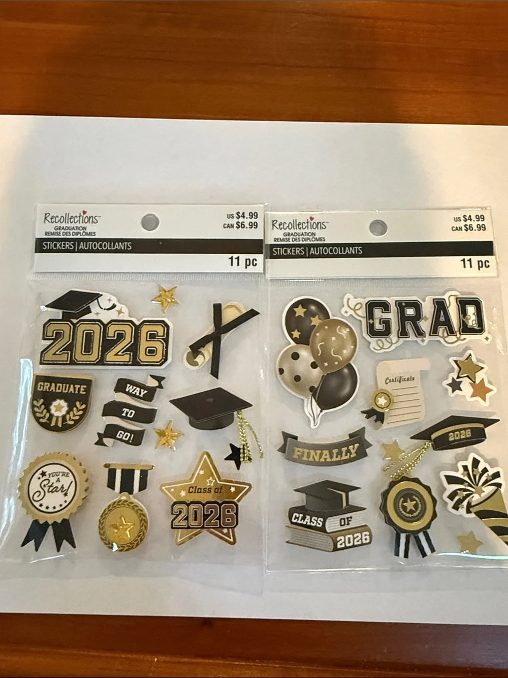 Bundle of Recollections Graduation Sticker Set - Gold, Black & White Accents